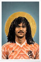 JUNIQE - Poster Football Icon - Ruud Gullit -40x60 /Blauw & Geel