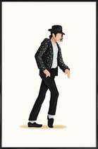 JUNIQE - Poster in kunststof lijst Moonwalk dans -20x30 /Wit & Zwart