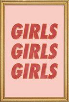 JUNIQE - Poster met houten lijst Girls Red -13x18 /Oranje & Rood