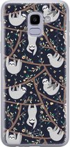 Samsung Galaxy J6 2018 siliconen hoesje - Luiaard - Soft Case Telefoonhoesje - Zwart - Print