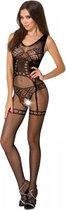 Kruisloze Catsuit Met Jarretel Print