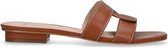 Manfield - Dames - Cognac leren slippers - Maat 40