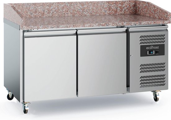 Ecofrost Pizzawerkbank - 390L - 2 Deuren - Geforceerd - Wielen - 1515x800x1000mm