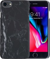 Hoes voor iPhone 7 Hoesje Marmer Case Zwart Hard Cover - Hoes voor iPhone 7 Case Marmer Hoesje Back Cover - Zwart
