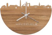 Skyline Klok Winterswijk Eikenhout - Ø 40 cm - Woondecoratie - Wand decoratie woonkamer - WoodWideCities