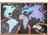 Schoolplaat – Wereldkaart van Stoepkrijt - 120x80cm Foto op Textielposter (Wanddecoratie op Schoolplaat)