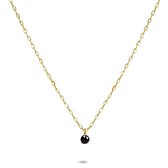 Twice As Nice Halsketting in goudkleurig edelstaal, 4 mm onyx steentje  35 cm+5 cm