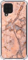 Mobiel Hoesje Geschikt voor Samsung Galaxy A12 Telefoon Hoesje met doorzichtige rand Marmer Oranje