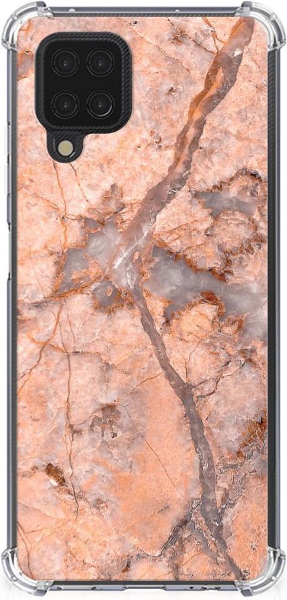 Samsung Galaxy A12 Anti-Shock Hoesje Marmer Oranje