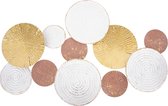 Pt, Circles - Wanddecoratie - Ijzer - 73x47,5x5,5cm - Roze - Wit - Goud