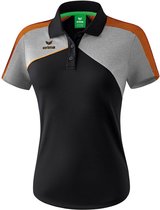 Erima Premium One 2.0 Polo Dames Zwart-Grijs Melange-Neon Oranje Maat 42