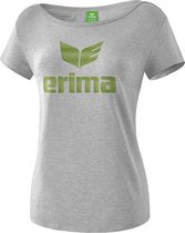 Erima Essential T-Shirt Dames Licht Grijs Melange-Twist of Lime Maat 46