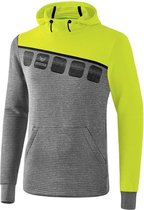 Erima Teamline 5-C Sweatshirt met Capuchon Kind Grijs Melange-Lime Pop-Zwart Maat 140
