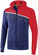 Erima 5-C Trainingsjack Met Capuchon - New Navy / Rood / Wit | Maat: 3XL