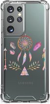 Smartphone hoesje Samsung Galaxy S21 Ultra Mobiel Case met transparante rand Boho Dreamcatcher