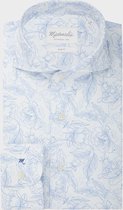 Michaelis poplin shirt met lichtblauw bloemenprint-boordmaat: 37