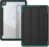 Étui pour Samsung Galaxy Tab A7 (2020) - Étui à livres à trois volets avec coque arrière transparente et porte-crayon - 10,4 pouces - Blauw clair / Zwart