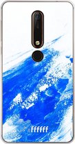 Nokia X6 (2018) Hoesje Transparant TPU Case - Blue Brush Stroke #ffffff