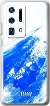 Huawei P40 Pro+ Hoesje Transparant TPU Case - Blue Brush Stroke #ffffff