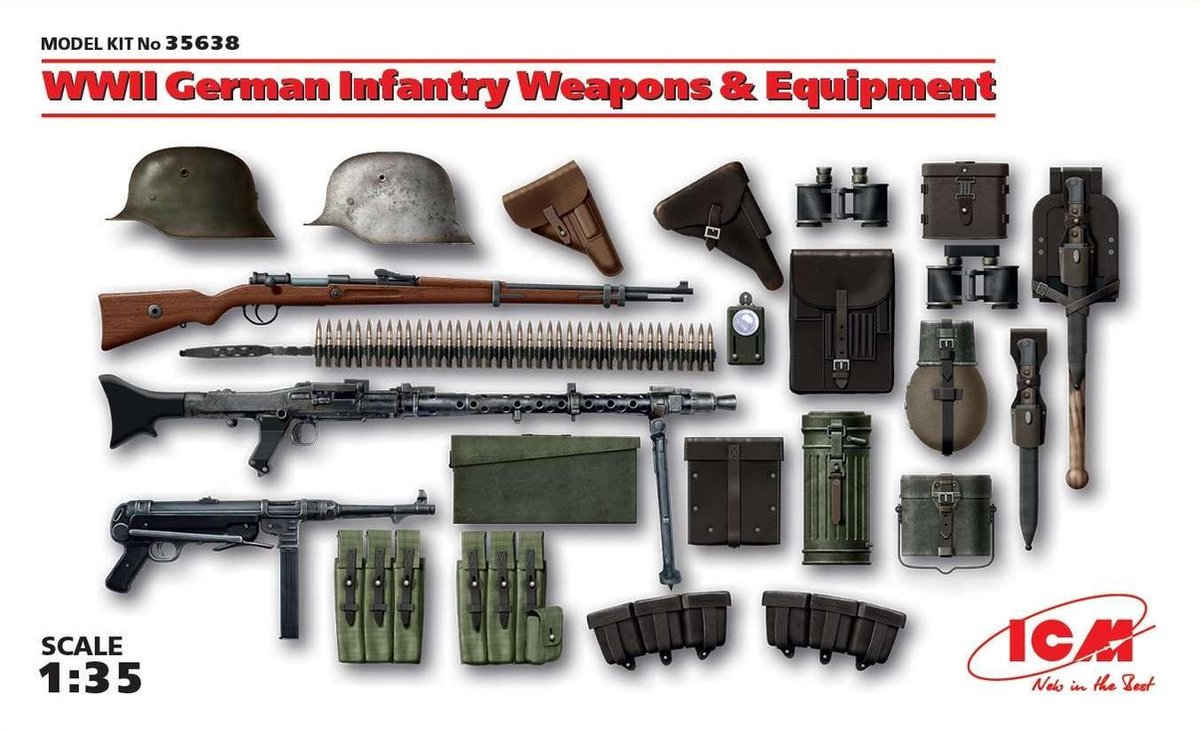 ICM Modelbouwpakket Militaire voertuigen - 35638 WWII German Infantry Weapons and Equipment Plastic - 1:35 - Modelbouw