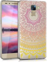 kwmobile telefoonhoesje voor Honor 7 / 7 Premium - Hoesje voor smartphone in geel / roze / transparant - Indian Sun design