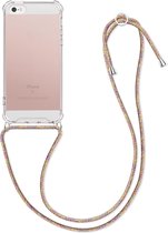 kwmobile telefoonhoesje compatibel met Apple iPhone SE (1.Gen 2016) / 5 / 5S - Hoesje met koord - Back cover in transparant / roze / paars