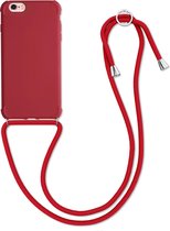 kwmobile hoesje voor Apple iPhone 6 / 6S - beschermhoes van siliconen met hangkoord - rood