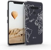 kwmobile telefoonhoesje voor LG G8s ThinQ - Hoesje voor smartphone in wit / transparant - Travel Vliegtuig design