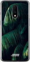 OnePlus 7 Hoesje Transparant TPU Case - Palm Leaves Dark #ffffff