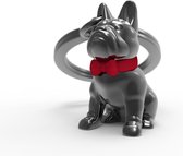 Metalmorphose Bulldog Hond 3D Metalen Sleutelhanger - Antraciet