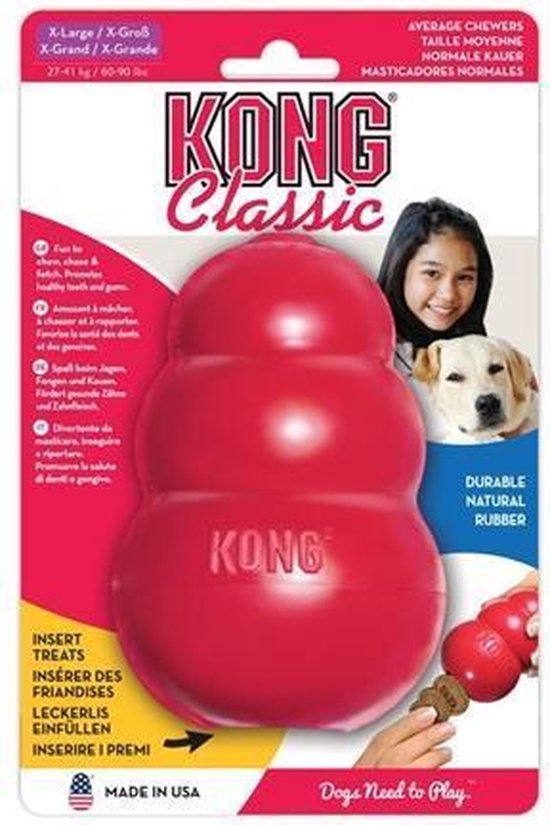 KONG Classic - Snackbal Honden Speelgoed - Rubber - 10.16cm - Rood - Maat L