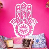 Wellness-House | Wandsticker Hamsa Hand (39 * 29 cm) wit | Muur Sticker | Hamsa | Zen Decoratie | Bescherming