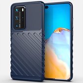 Voor Huawei P40 Pro Thunderbolt Shockproof TPU Soft Case (donkerblauw)