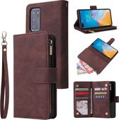 Voor Huawei P40 Multifunctionele horizontale flip lederen tas, met kaartsleuf en houder en rits Portemonnee en fotolijst (koffie)