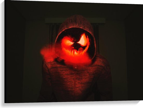 Canvas - Rokend Halloween Masker - Foto op Canvas Schilderij (Wanddecoratie op Canvas)