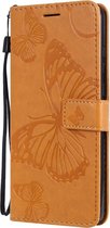 Mobigear Telefoonhoesje geschikt voor Huawei Y6p Hoesje | Mobigear Butterfly Bookcase Portemonnee | Pasjeshouder voor 2 Pasjes | Telefoonhoesje voor Pinpas / OV Kaart / Rijbewijs - Cognac