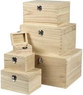 Set houten dozen, Keizerin boom, 6stuks