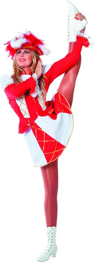Wilbers & Wilbers - Dans & Entertainment Kostuum - Showmeisje Dansmarietje, Rood - Vrouw - Rood - Maat 42 - Carnavalskleding - Verkleedkleding