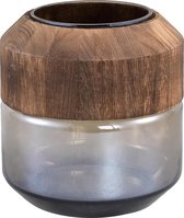 PTMD Kiana Grey glass glass vase round with wood L