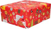 4x rollen inpakpapier/cadeaupapier rood dierentuin dieren - 200 x 70 cm - Cadeauverpakking kadopapier