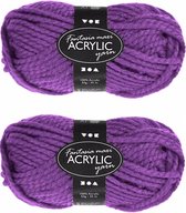 3x pelotes de fil acrylique maxi violet 35 mètres - Pelote de laine / fil - Tricot et crochet