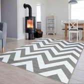 Tapiso Luxury Vloerkleed Grijs Woonkamer Modern Zigzag Tapijt Maat- 180x250