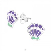 Oorbellen meisje | Zilveren kinderoorbellen | Zilveren oorstekers, paarse schelp