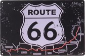 Metalen plaatje - Route 66 zwart/wit