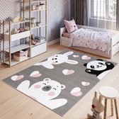 Tapiso Pinky Vloerkleed Grijs Dieren Kleed Speeltapijt Kinderkamer Maat- 160x220