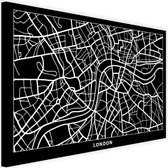 Schilderij Map van Londen, London, 2 maten, zwart-wit, Premium print