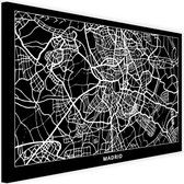 Schilderij Map van Madrid , 2 maten, zwart-wit, Premium print