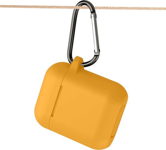 Housse en silicone ultra fine pour Apple Airpods 1 et 2 - Housse en silicone extra fine pour Apple Airpods avec porte-clés - Oranje