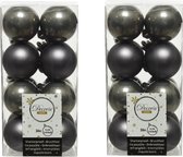 32x stuks kunststof kerstballen antraciet (warm grey) 4 cm - Mat/glans - Onbreekbare plastic kerstballen
