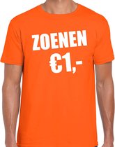 Bellatio Decorations Koningsdag t-shirt voor heren - zoenen 1 euro - oranje - feestkleding L